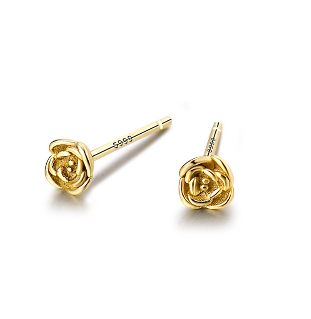 925 Sterling Silver Rose Stud Earring